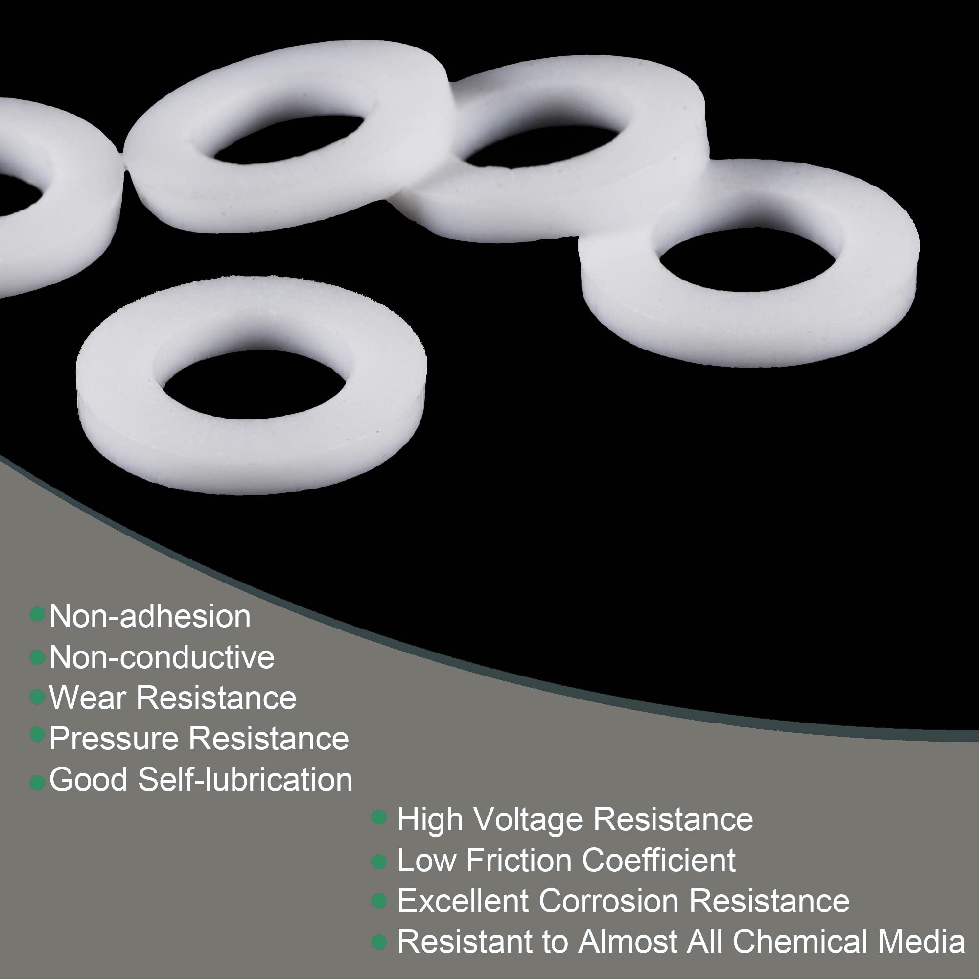 TA-VIGOR 50Pcs PTFE Flat Washers 14mm OD x 8mm ID x 2mm Thick Sealing Gaskets, White Flange Gaskets for Faucet Pipe Water Hose - Image 3