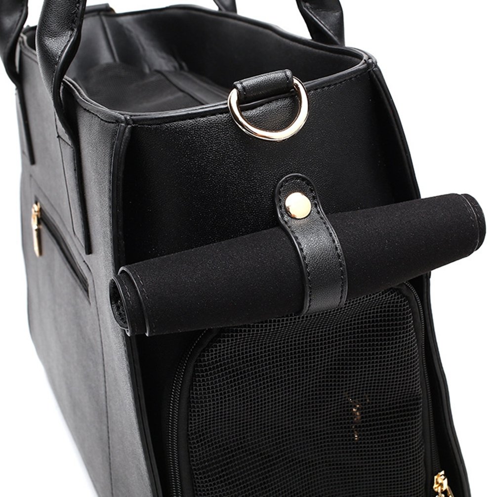 Carrier - Bolso de mano de piel sintética para mascotas, bolsa de viaje de malla para perro, gatito, cachorro