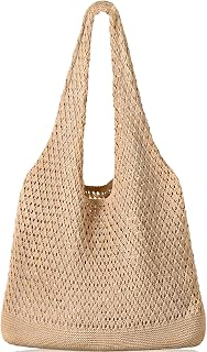 WantGor Crochet Beach Mesh Tote Bag for Women - Durable Foldable Shoulder Shopping Handbag, Travel Hobo Tote