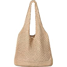 Bolsos de crochet, bolso tote de malla de playa, bolso de compras de hombros para mujer, bolso totes de viaje informal, bolsos hobo plegables