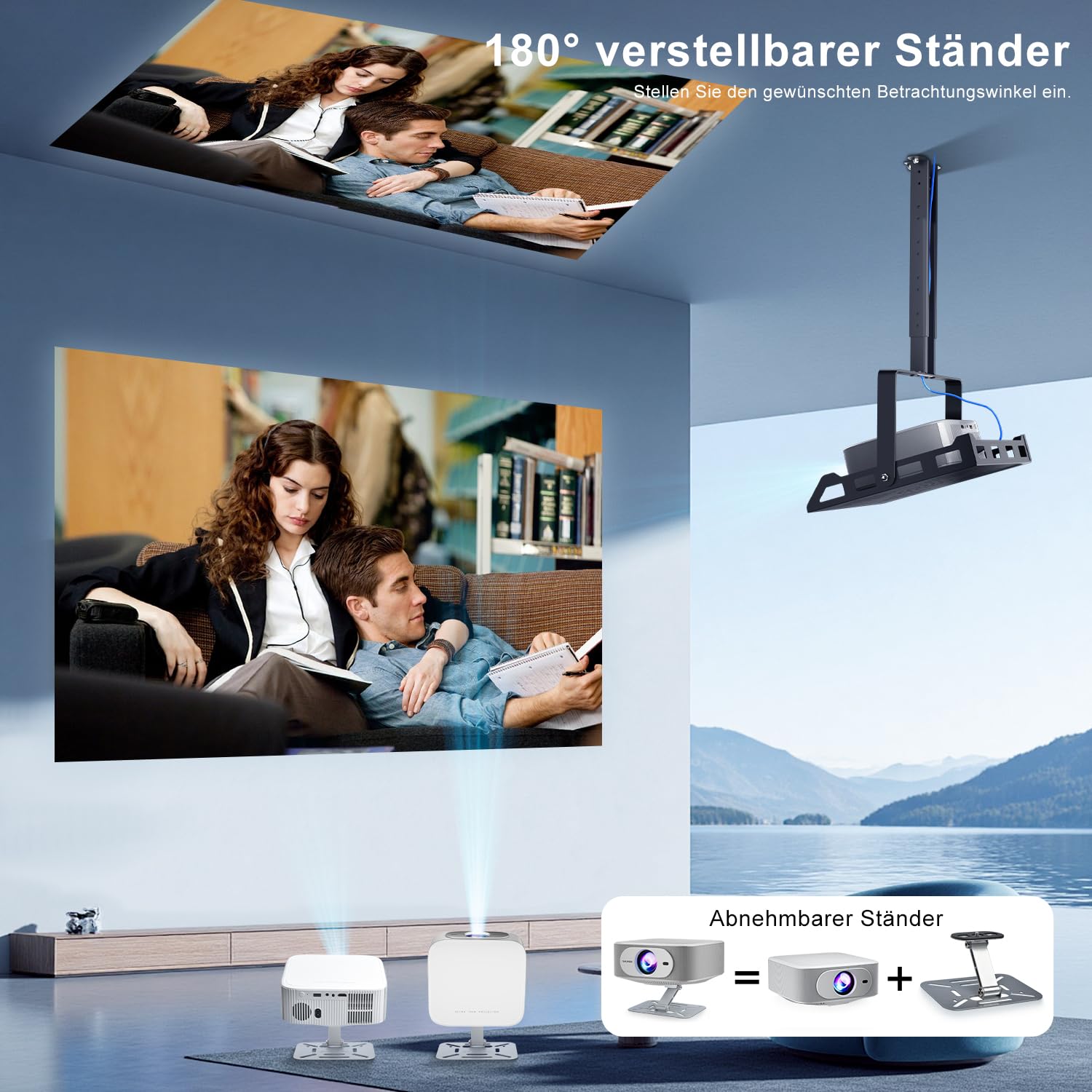 Proiettore Salange supporto 4K [1080P nativo | App integrata | Android 14],proiettore intelligente WiFi6 Bluetooth 5.4,portatile fuoco elettronica e correzione automatica,home theater rotazione 180°