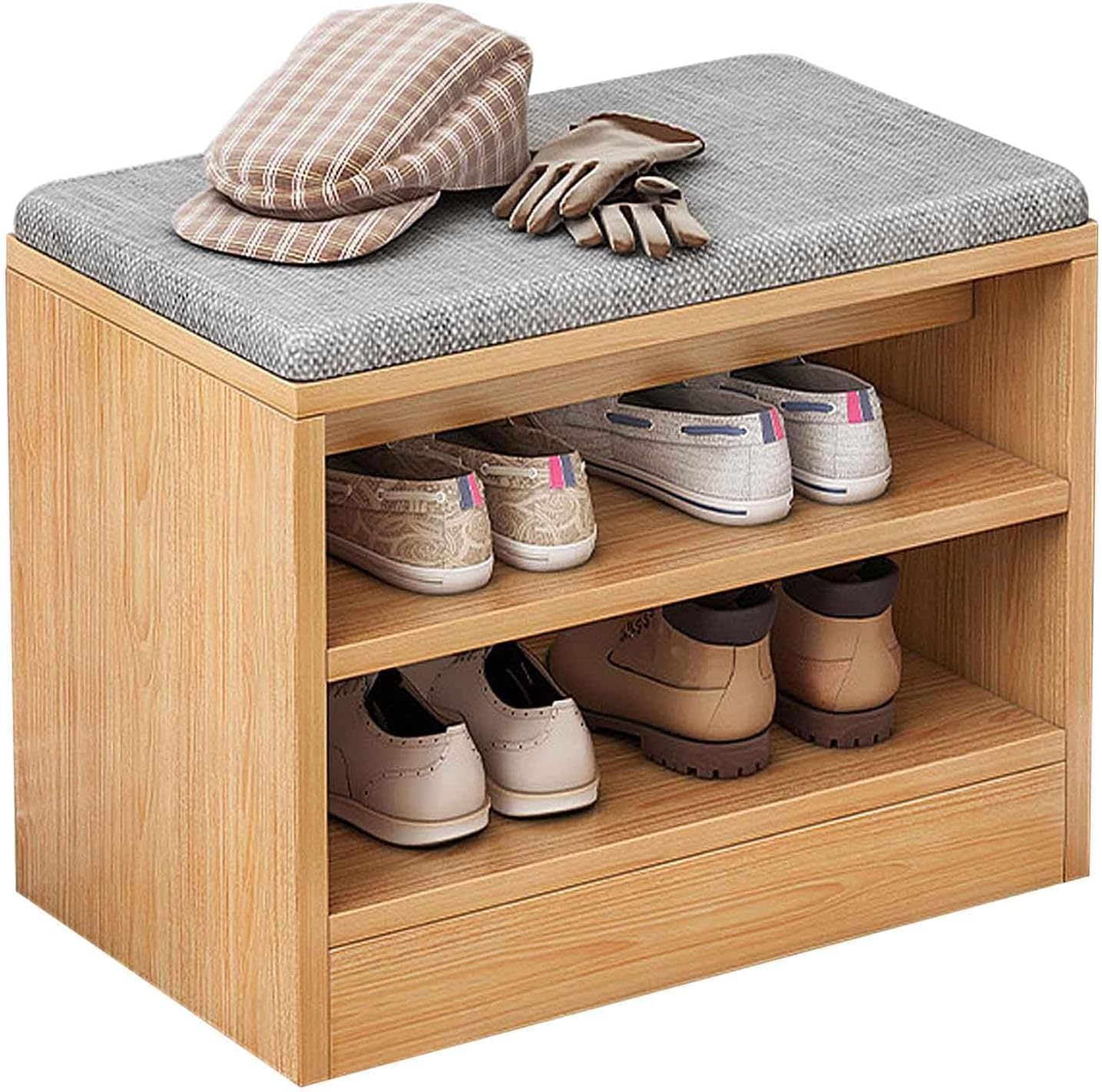 Banc à chaussures étroit 60 cm avec assise rembourrée pour entrée