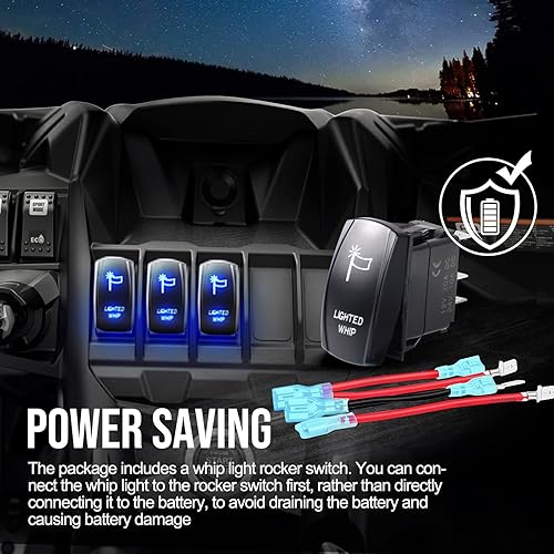 Miniatura 8 de Whip Lights Uemicip - Luz de látigo LED RGB en espiral de 4 pies para UTV, con aplicación base de resorte y control remoto inalámbrico RF,