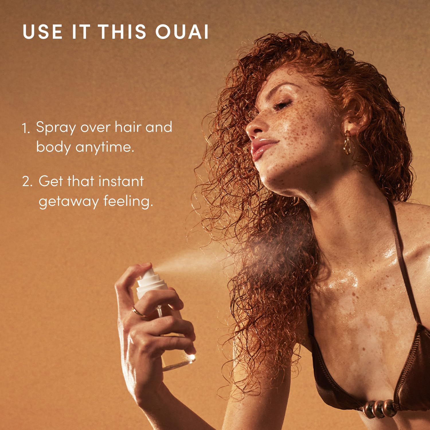 OUAI Bruma capilar y corporal St. Barts - Perfume para el cabello y spray corporal con aroma tropical - Notas de fruta del dragón, flor de azahar, nardo y almizcle (236ml)