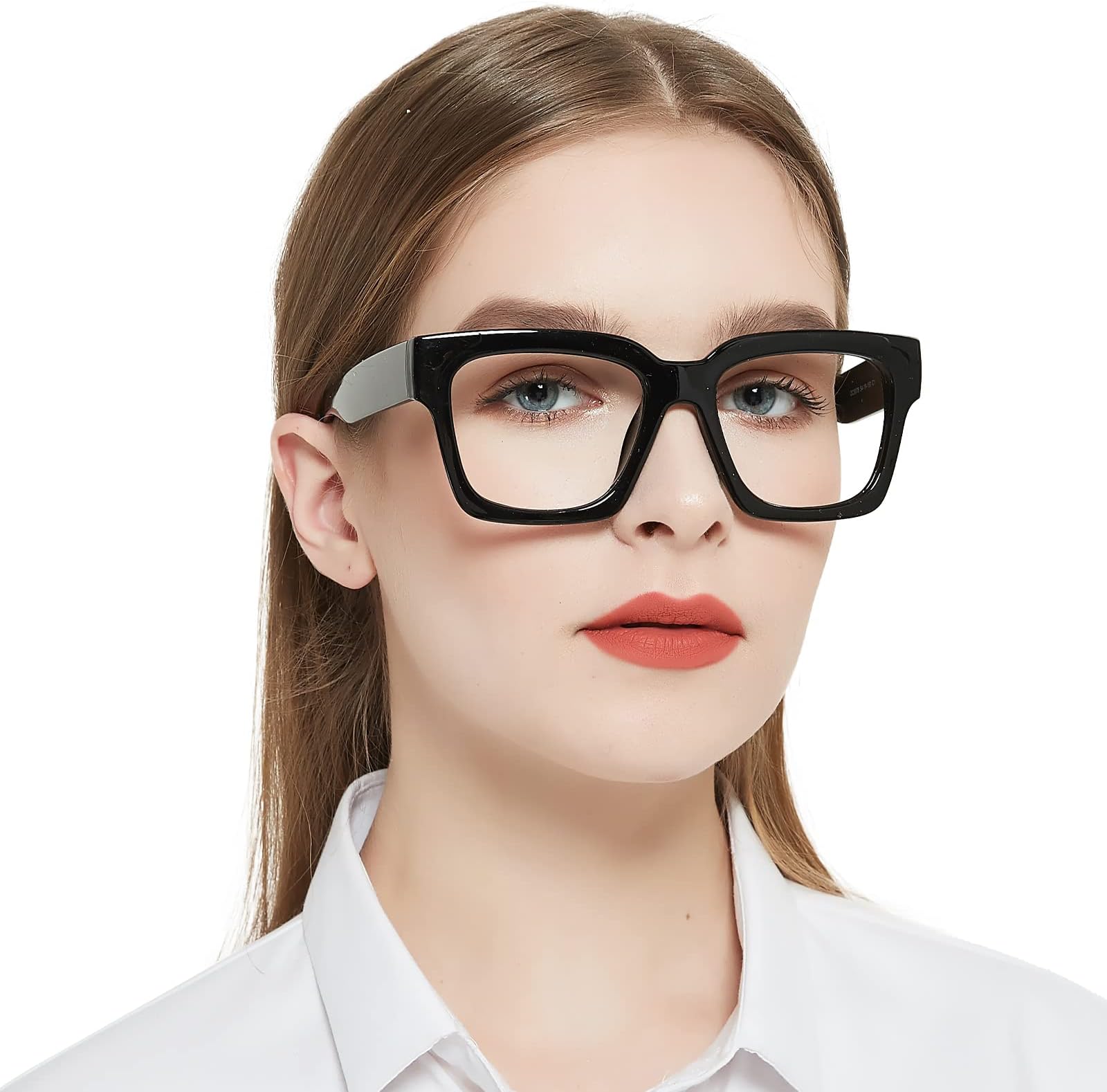 OCCI CHIARIWomens Thick Frame Reading Glasses +2.5 Wide Legs Glasses for Women Stylish Square Readers Glasses(Black 250)
