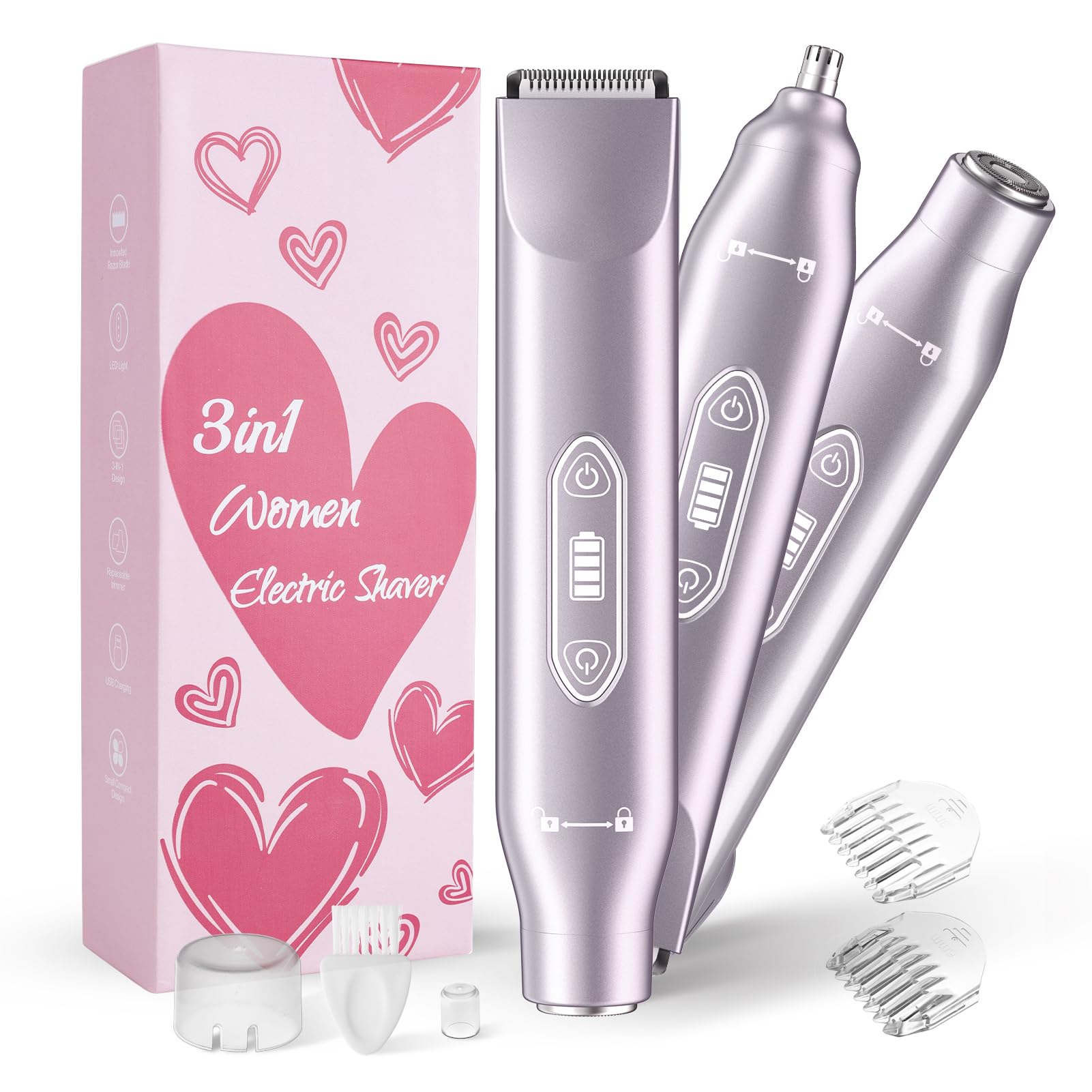 Recortadora de bikini para mujer con cabezales intercambiables y afeitadora corporal IPX7 8