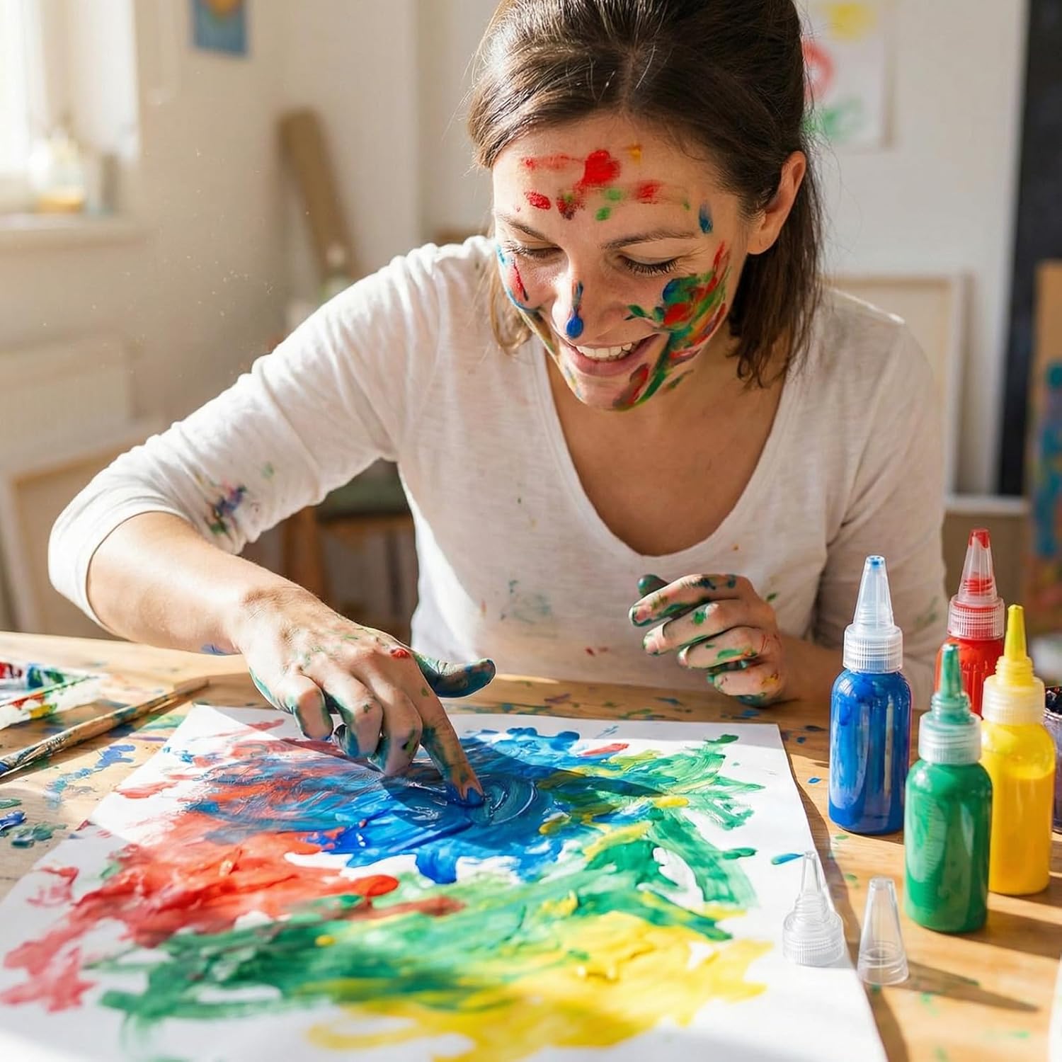 20 Pcs Airbrush Paint Bottles Jars 1oz/30ml Plastic Paint Containers of Acrylic Storage with Mixing Ball and 10 Pcs Funnel Bottle Mixer Resealable Squeeze Bottles for Storing Arts Liquids