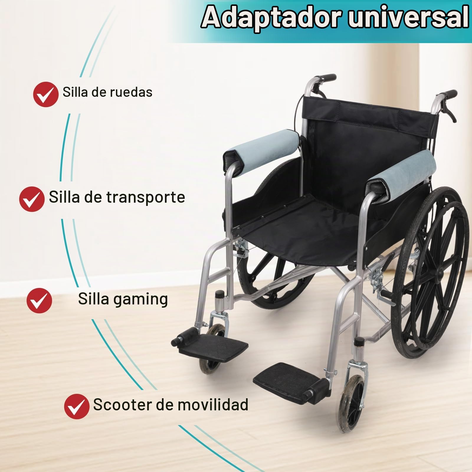 Almohadillas para reposabrazos para sillas de Ruedas, 2 Unidades de reposabrazos, Fundas Acolchadas de Espuma viscoelástica, BlueGrey