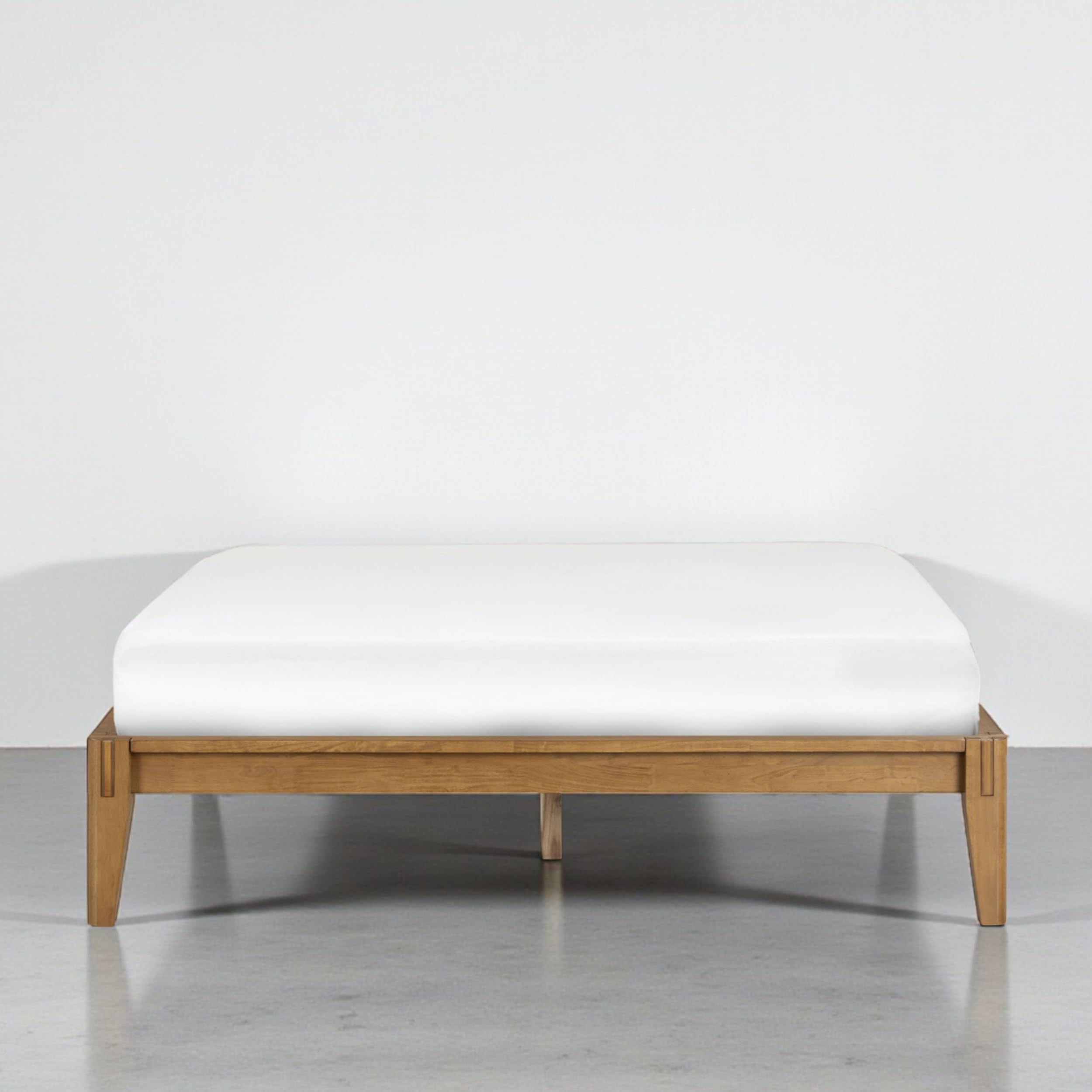 NTC Sapa Solid Wood Platform Bed Frame – Minimalist, Japanese Joinery, No Box Spring Needed, Silent Slats, Easy Assembly – Queen – Teak Look