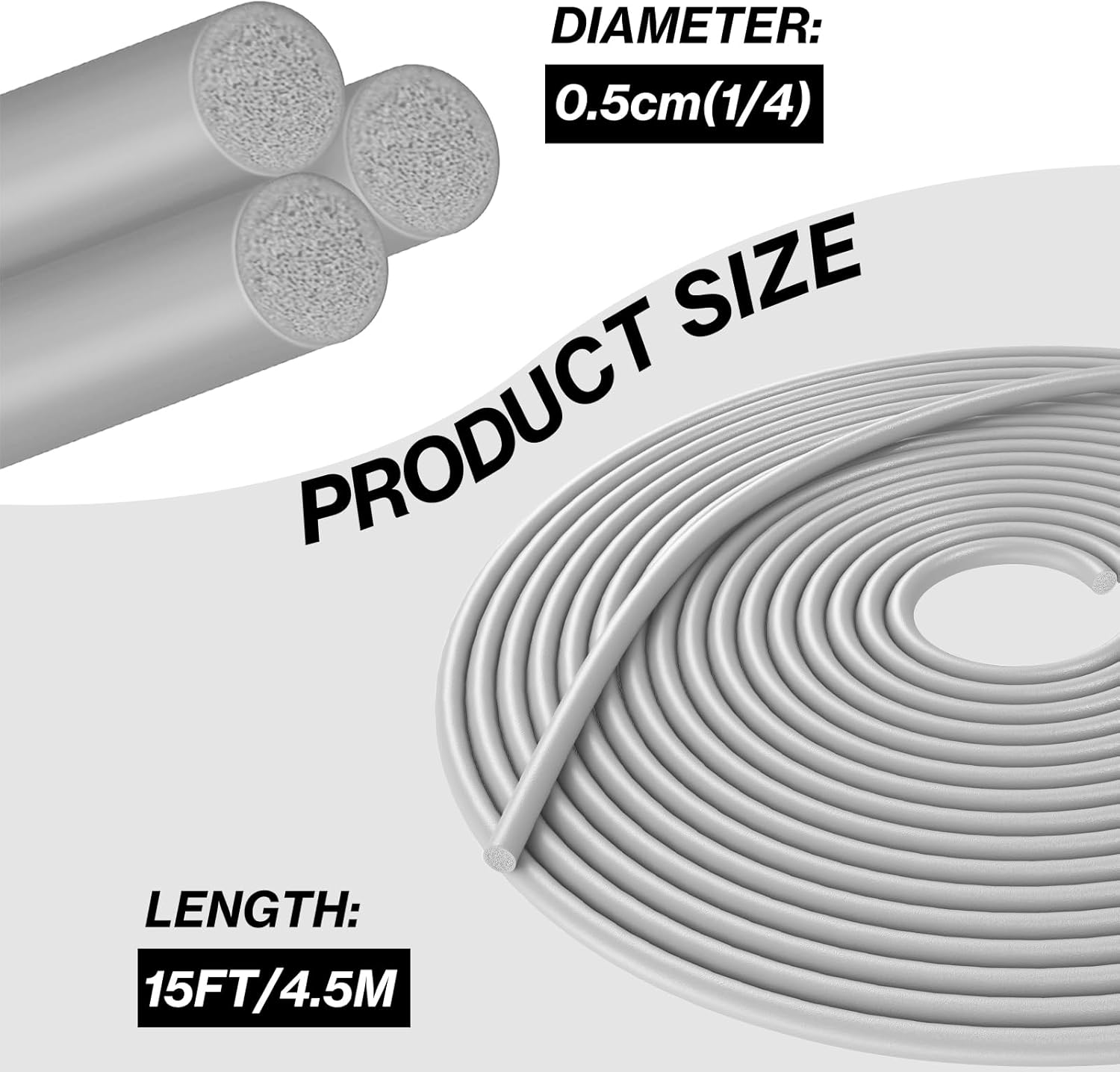 15FT Backer Rod 1/4 Inch Diameter Backer Rod Filler Weather Strip Seal Saver Concrete Expansion Joint for Gaps and Joints(1/4Inch x 15Feet)