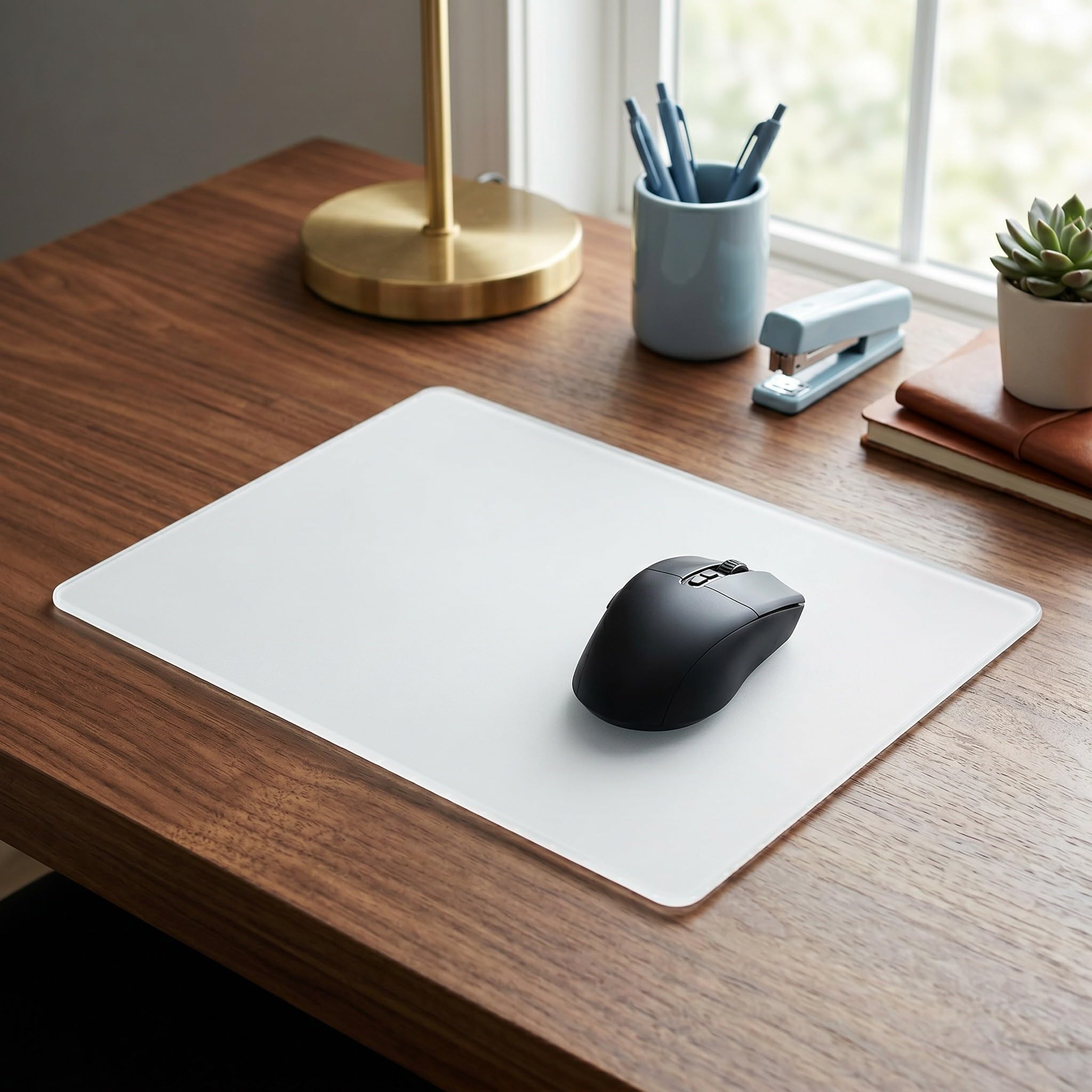 Operitacx Tappetino per mouse in vetro per eSport: tappetino per mouse in vetro temperato - per bianco moderno - per da gioco per feste, gaming café, postazioni di lavoro e progettazione grafica