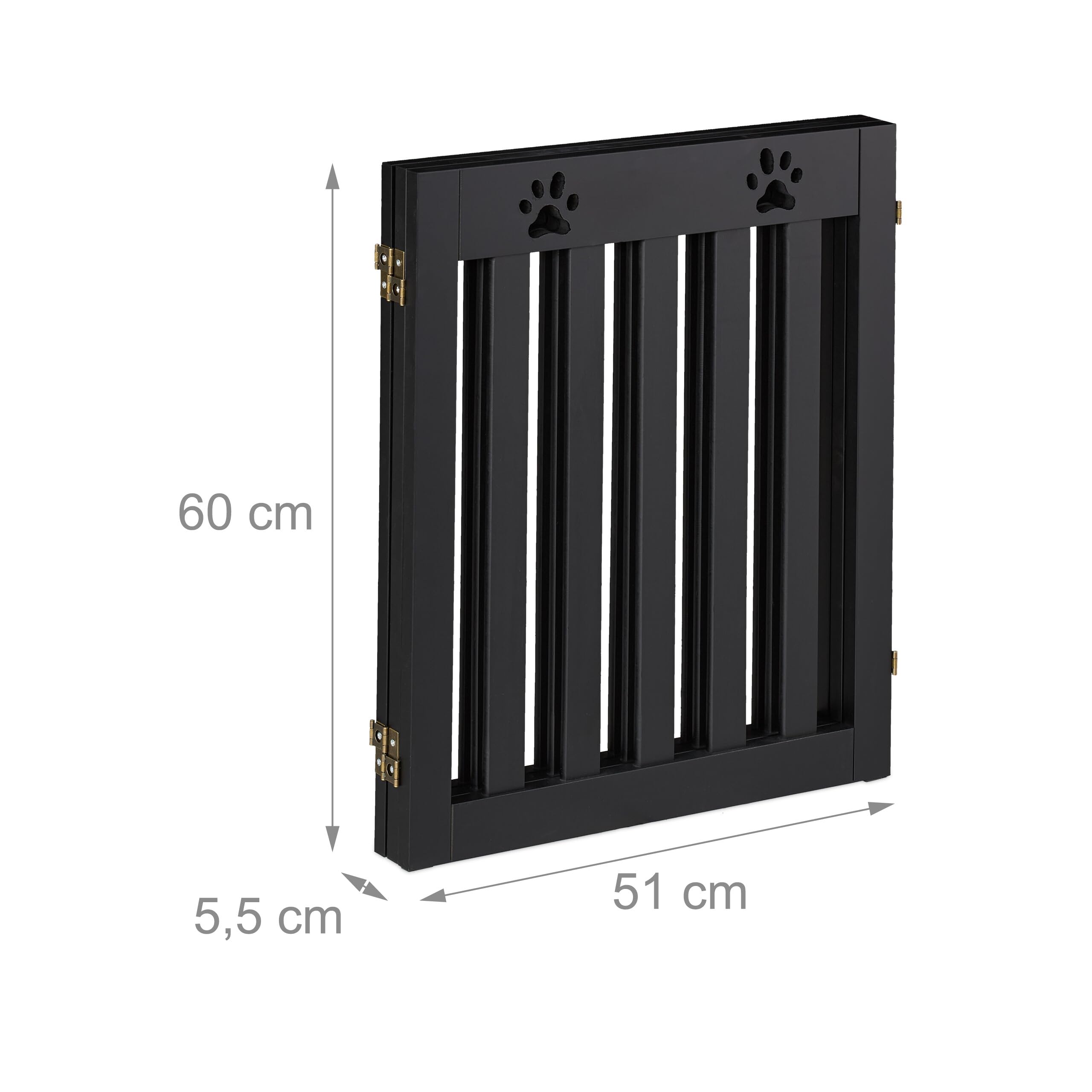Relaxdays Cancelletto di Sicurezza per Cani e Gatti, Barriera Autoportante, Recinzione per Scale, 60 x 153 cm, Nero