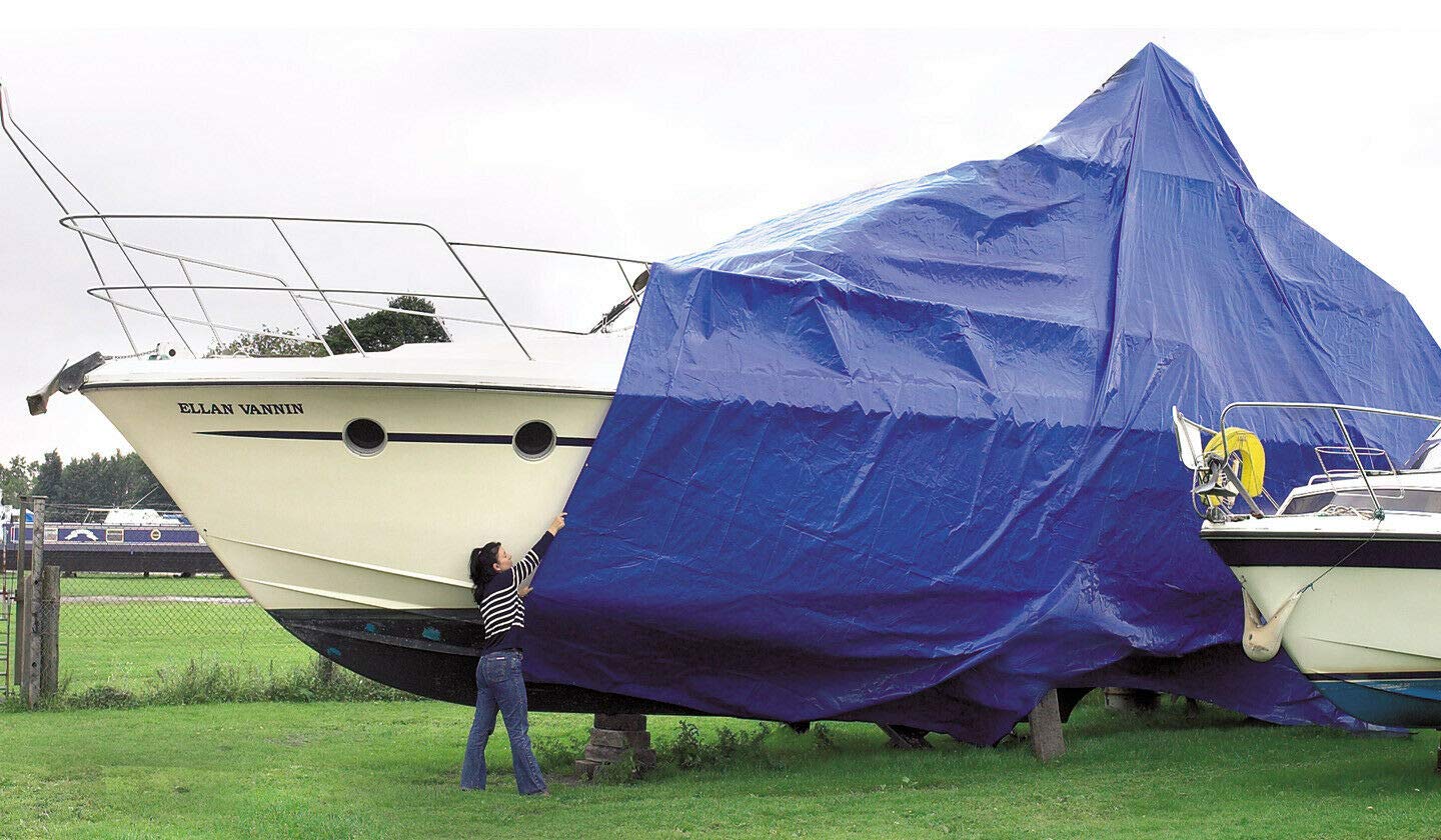 B2C Tarpaulin Tarp Sheet Cover Blue Waterproof Ground Camping Multipurpose Furniture 10M X 18M from B&Q