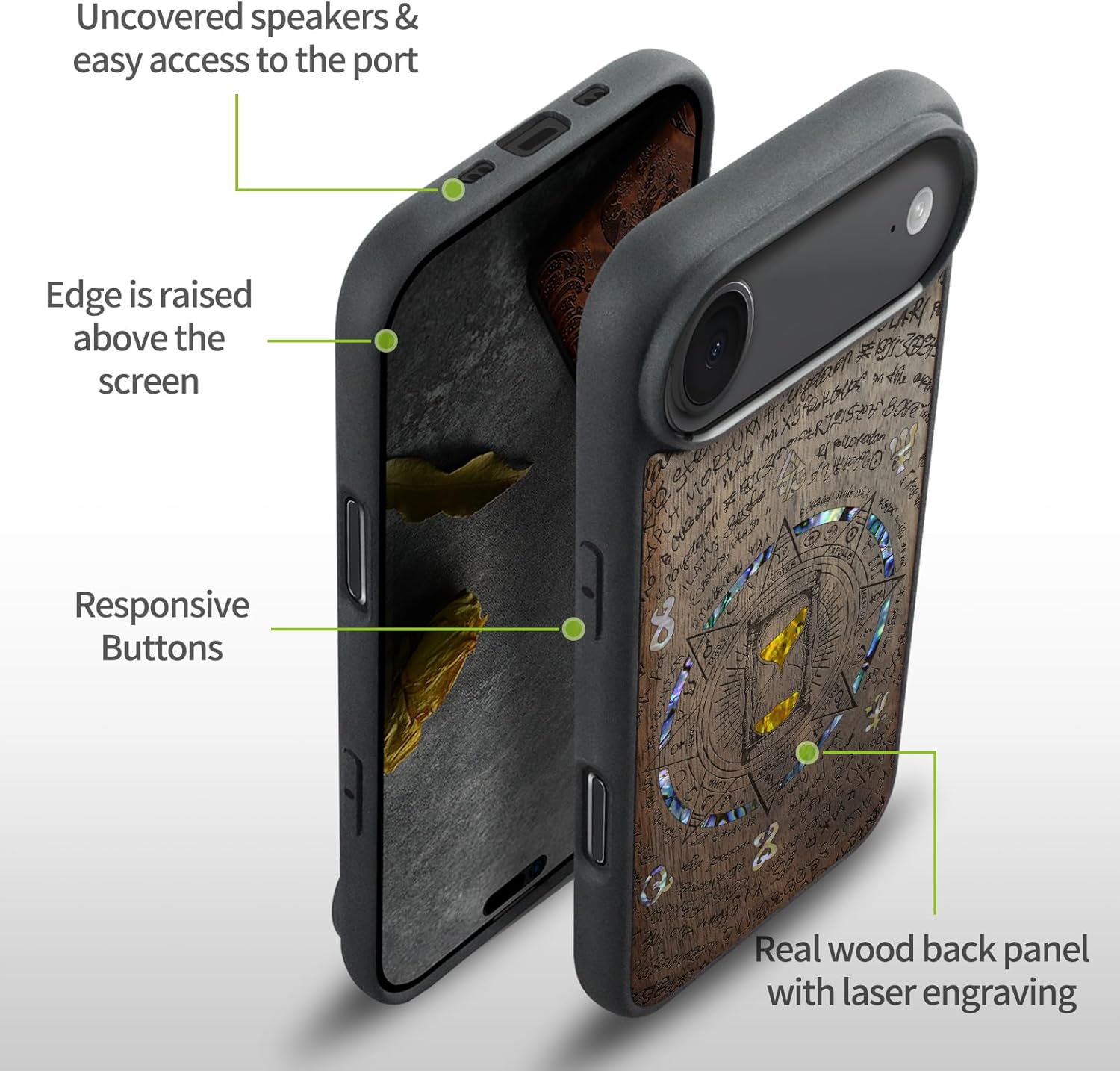 Carveit Magnetic Case for iPhone Air Case, Wood Artisan Engraved & Handmade Shell Inlaid, TPU Shockproof Cover, Compatible with MagSafe 17 Air Wireless Chargers (Retro Hourglass-Walnut)