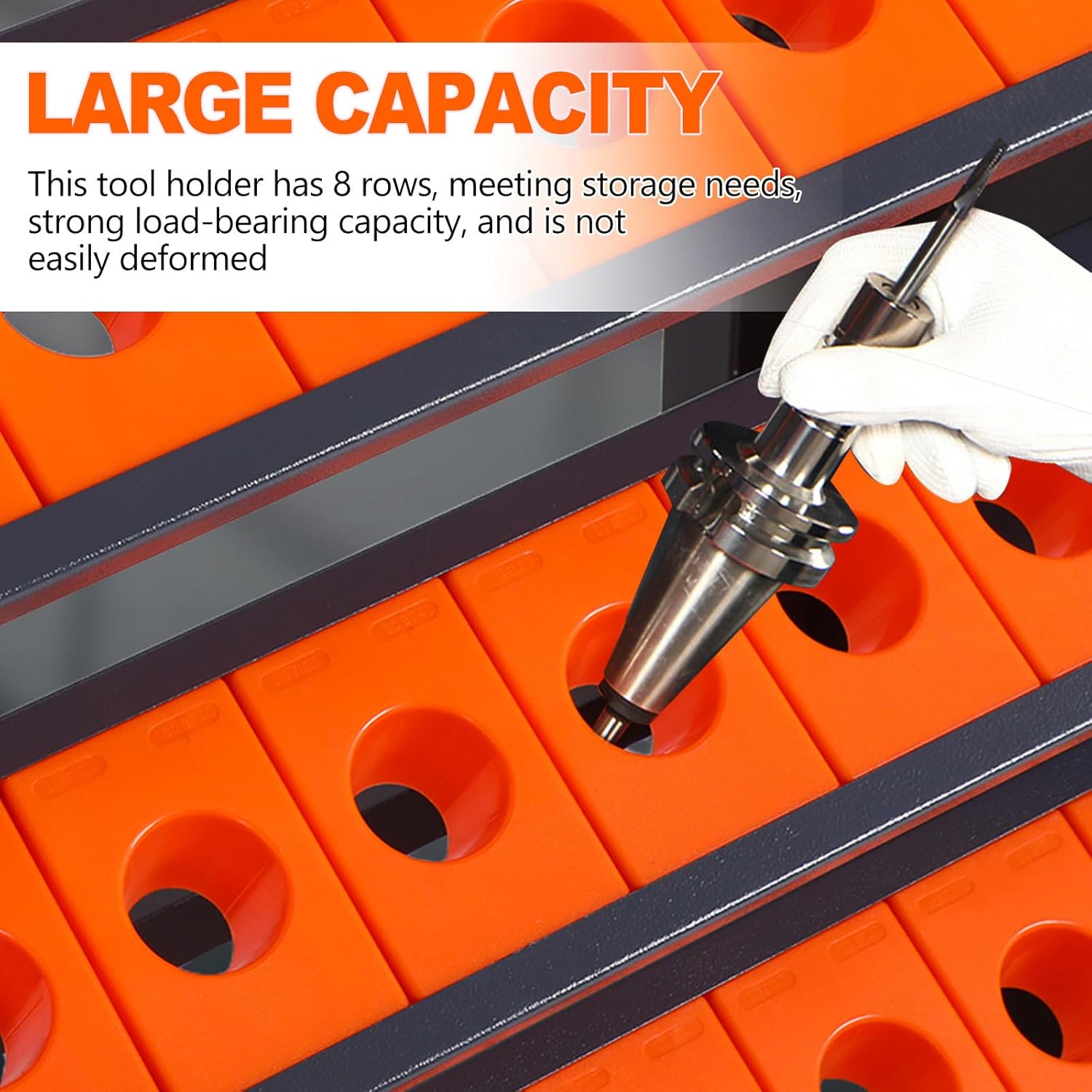 SUPVOX Cnc Tool Holder Rack: 8 Row Large Capacity Organizer for Cat40 Cnc Tools - Heavy-duty Screwdriver Storage Organizer for Workshop Garage Shed - 80 Cap