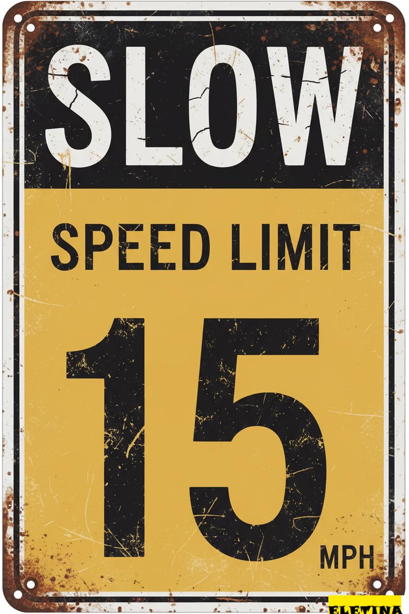 Speed Limit 15 MPH Traffic Tin Sign, 8x12 Inch