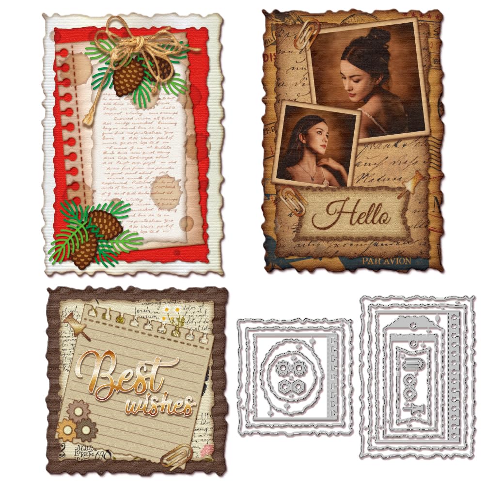 GLOBLELAND Deckle Label Edge Frame Cutting Dies for Card Making Label Background Cut Die for DIY Scrapbooking Journal Embossing Paper Craft Decor — image 1