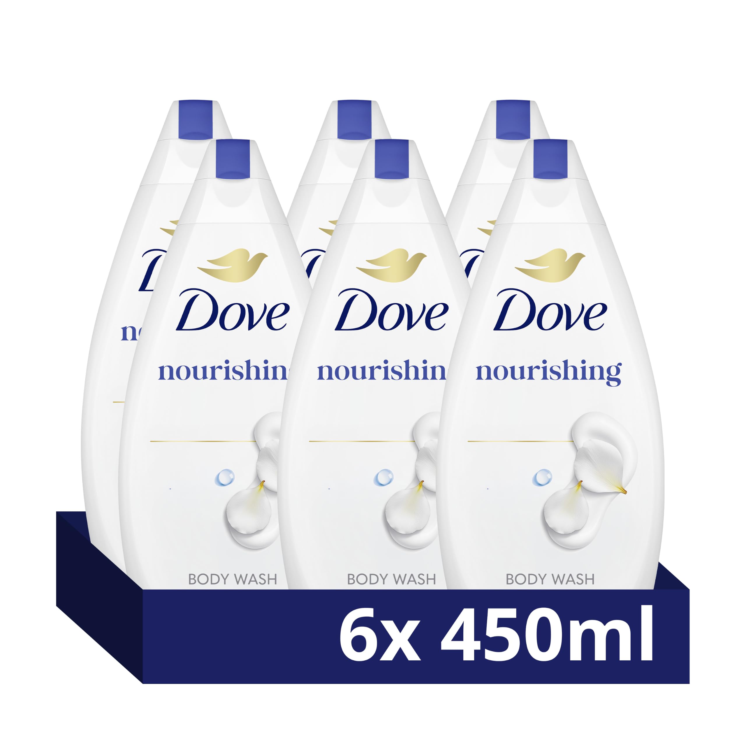 Dove Nourishing Body Wash Soft Smooth Creamy Gentle Skin Cleanser Pack 6 x 450ml