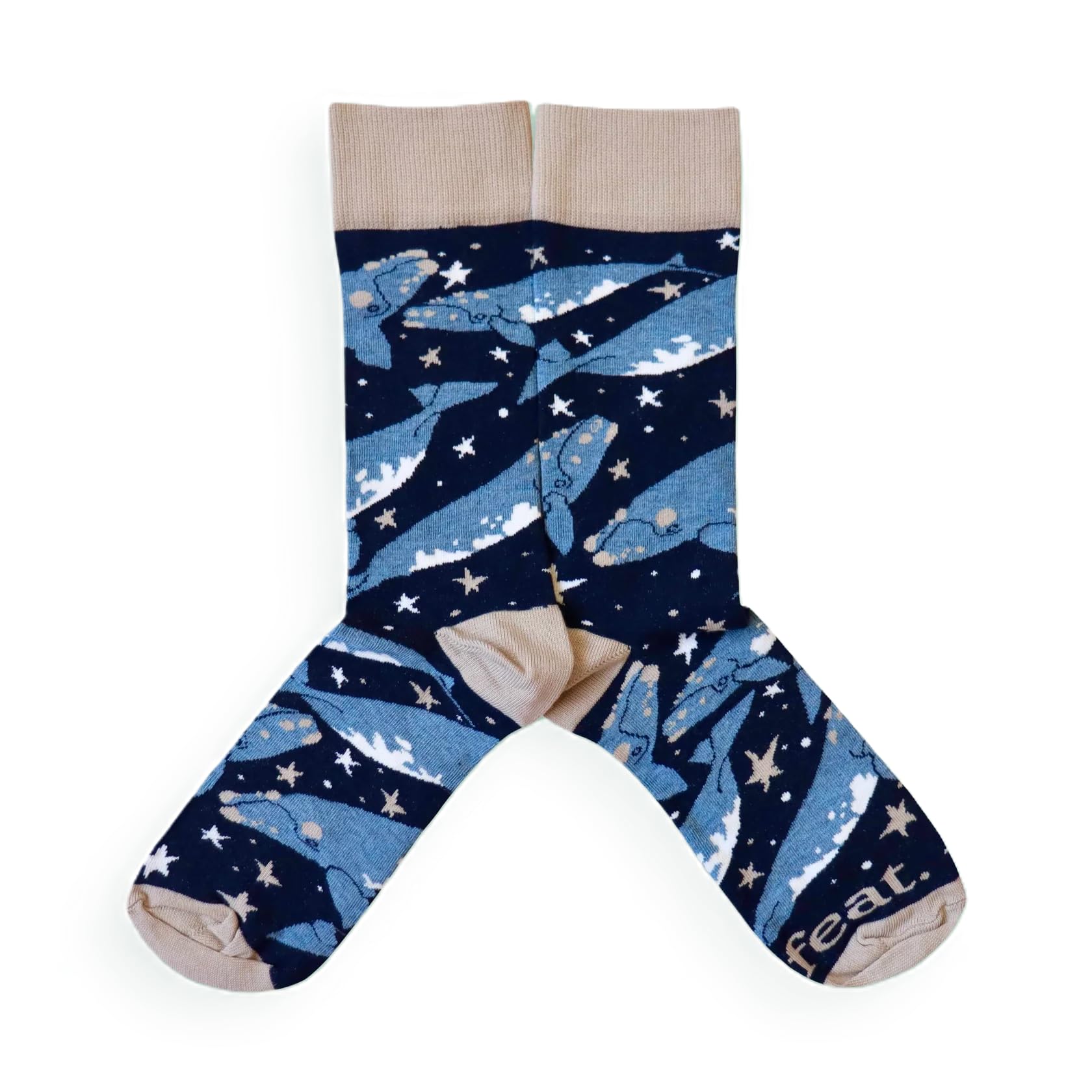 Feat Sock Co Unisex Whale Cotton Crew Socks – Fun Design, Uk Sizes 4–7 & 8–11 (Uk, Numeric, 4, 7, Regular, Regular, )