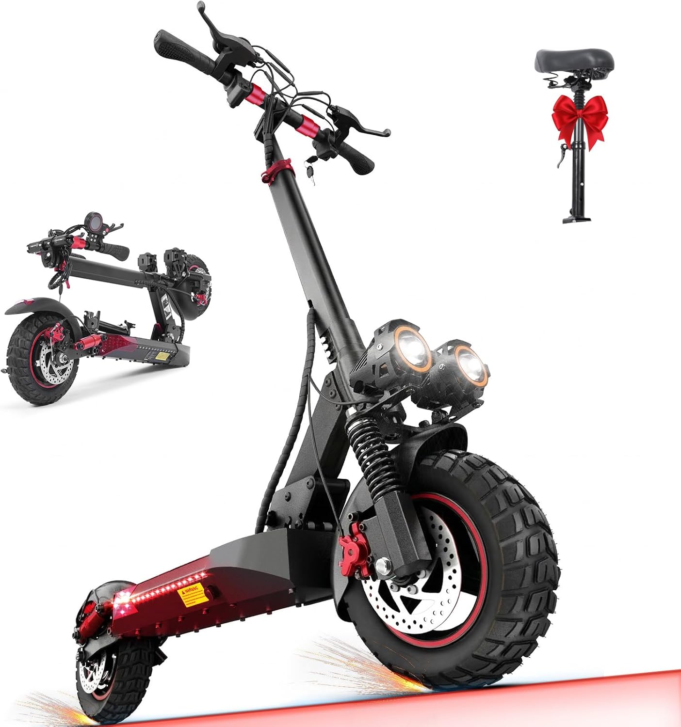 Electric Scooters for Adults with seat,25-30mph Fast Speed, 20-28 Miles Range,10" Off-Road Tires, Duty 300+ lbs,Foldable E-Scooter Adults for Commuting & Outdoor Riding