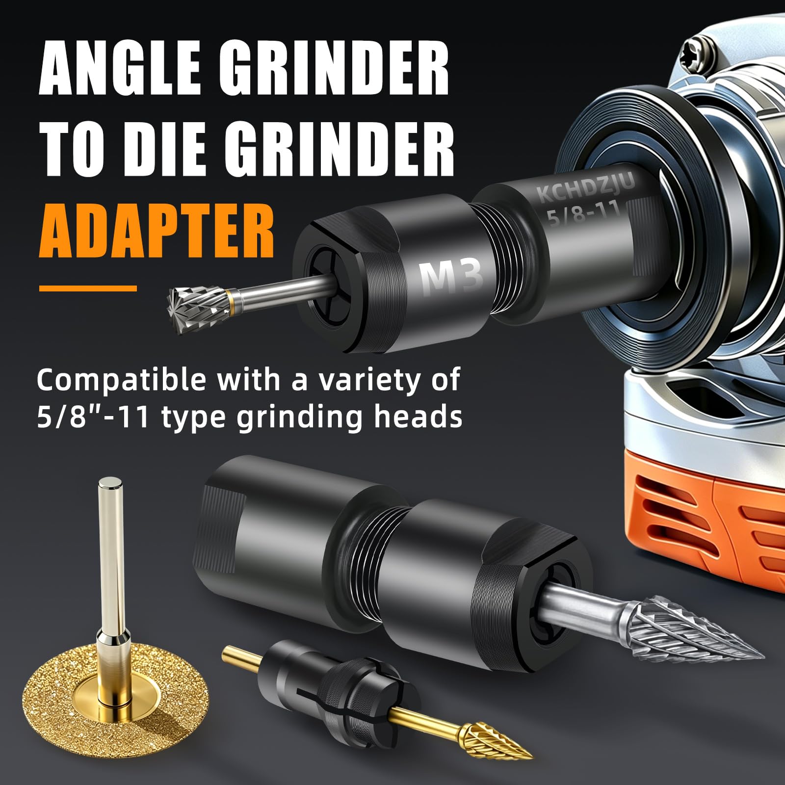 Angle Grinder to Die Grinder Adapter - 5/8"-11 Thread -2