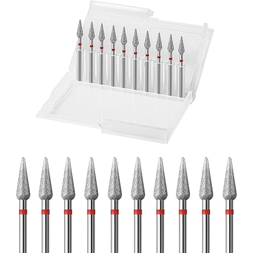 10pcs Diamond Cuticle Clean Nail Drill Bits Set,Professional Safety Rotary Carbide Under Nail Cleaner Russian Manicure Nail Bit for Cuticle Dead Skin,Nail Prepare Salon Tools(Fine-F)