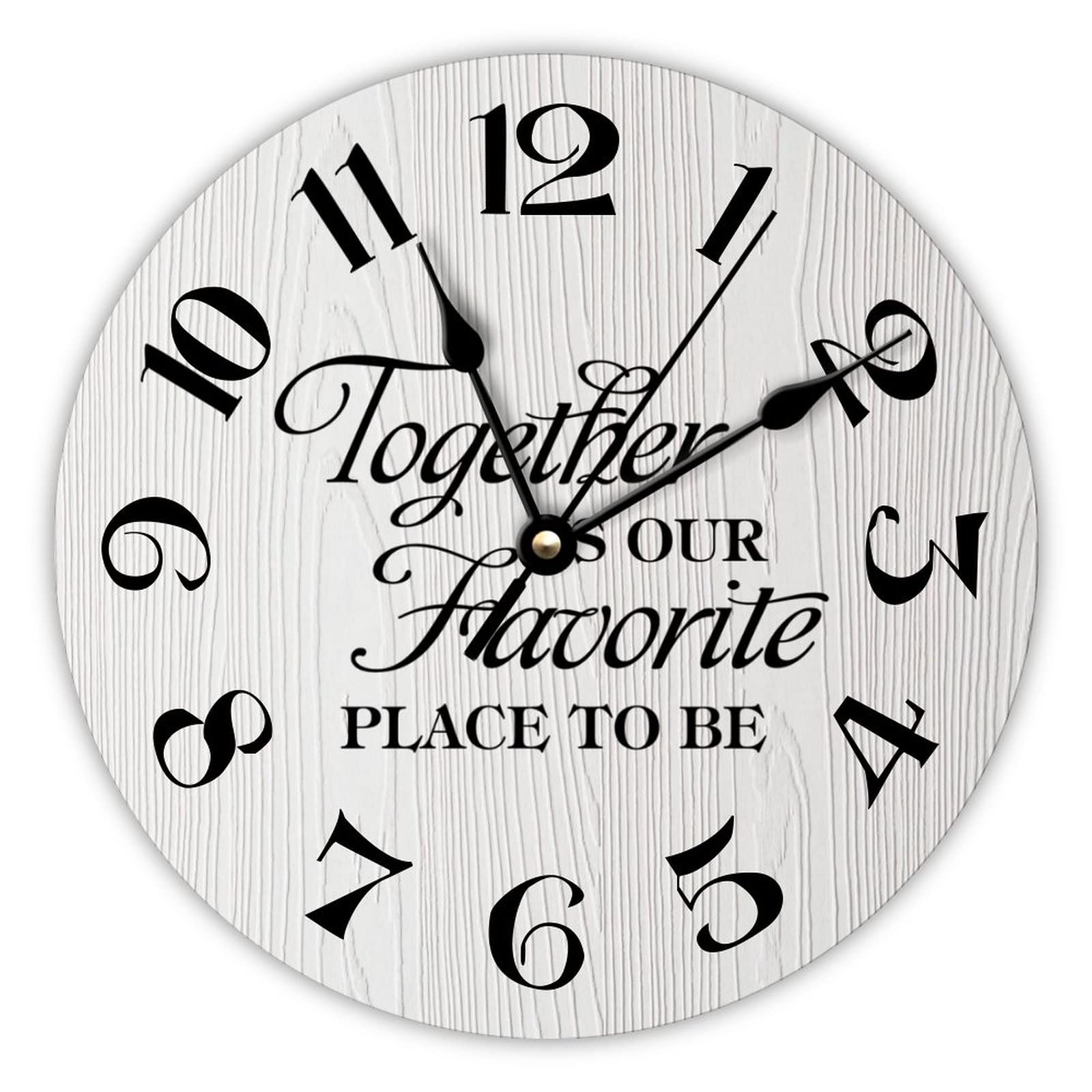 Horloge murale en bois rétro 10 pouces silencieuse avec citation familiale