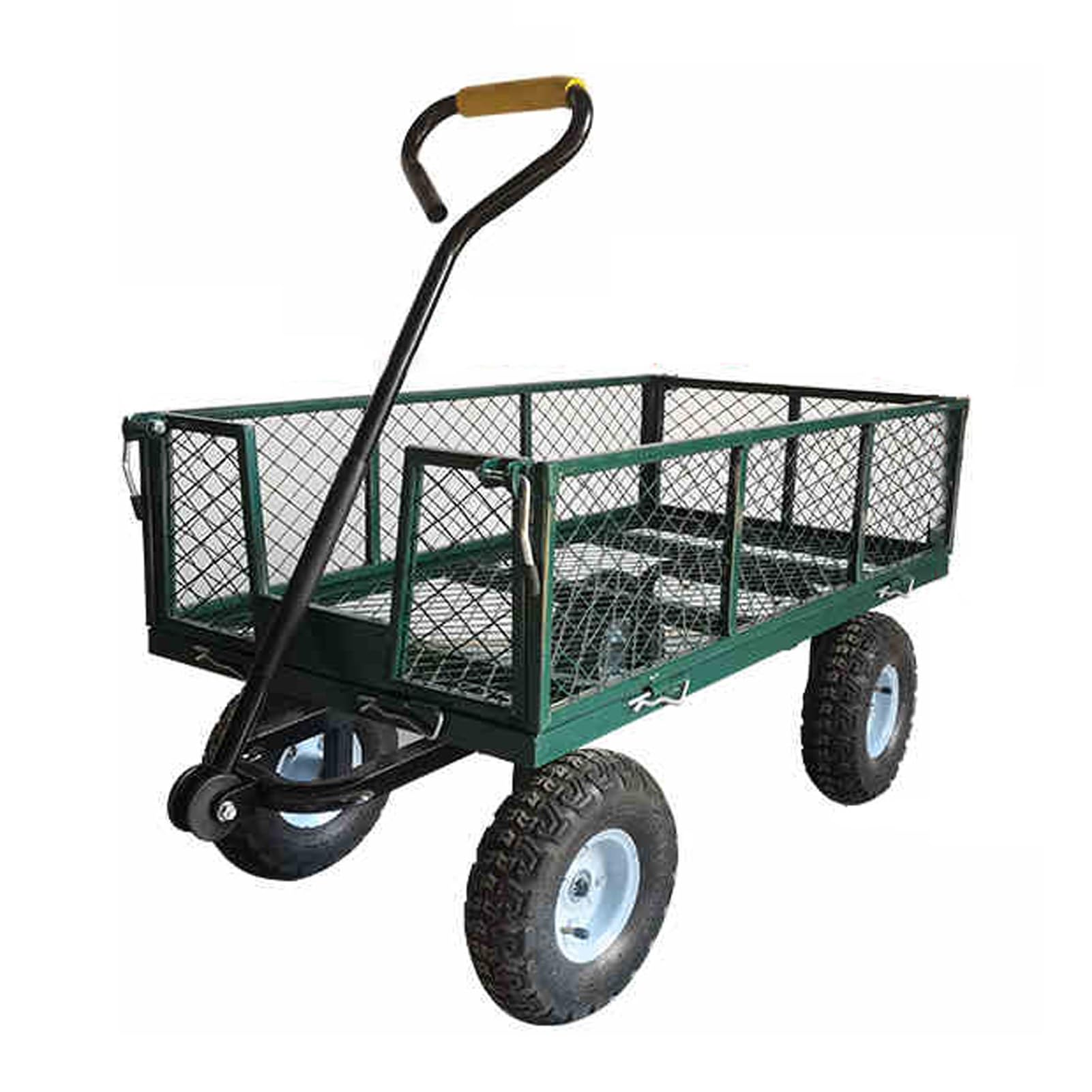 Diese Schubkarre, dieser Gartenwagen aus Metall, dieser robuste Transportwagen mit 4 aufblasbaren Rädern, dieser abnehmbare Gartenschubkarrenwagen eignet sich für Rasen, Gartenarbeit, Erde u