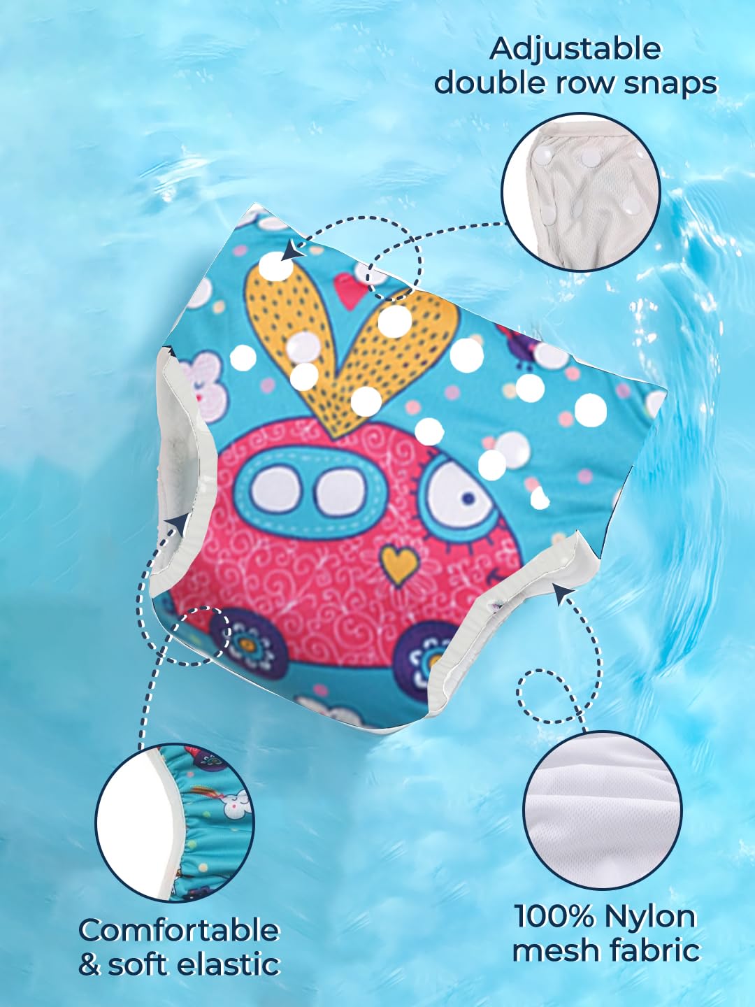 POLKA TOTS Premium Reusable Swim Diapers for Babies | Waterproof & Adjustable Swimming Diaper with Skin-Friendly Fabric | Easy to Clean Swimsuit Diaper for Baby Boys & Girls |2-12 M 4
