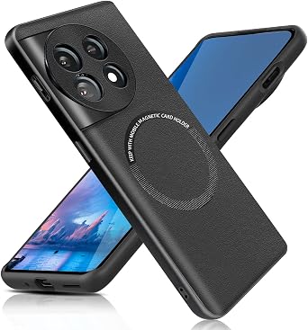 for Oneplus 11 Case, Dual Layer Shockproof with Hard PC Back, [Military Grade Drop Tested] [Strong Magnet Car Mount] Slim Full Protective Cover for Oneplus 11 Black