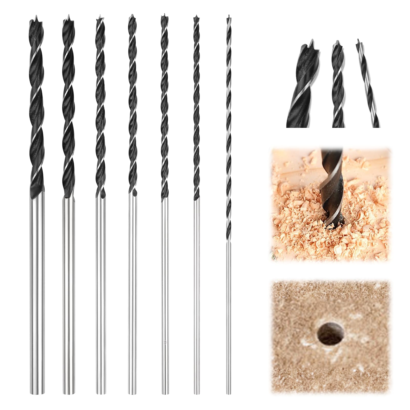 7 Stück Holzbohrer Set 300mm Lang,Schlangenbohrer Holzschlangenbohrer Set,Kunstbohrer für Holzbearbeitung, Professional Holzbearbeitungbohrer,Schlangenbohrer Ø 4mm, 5mm, 6mm, 7mm, 8mm, 10mm, 12mm