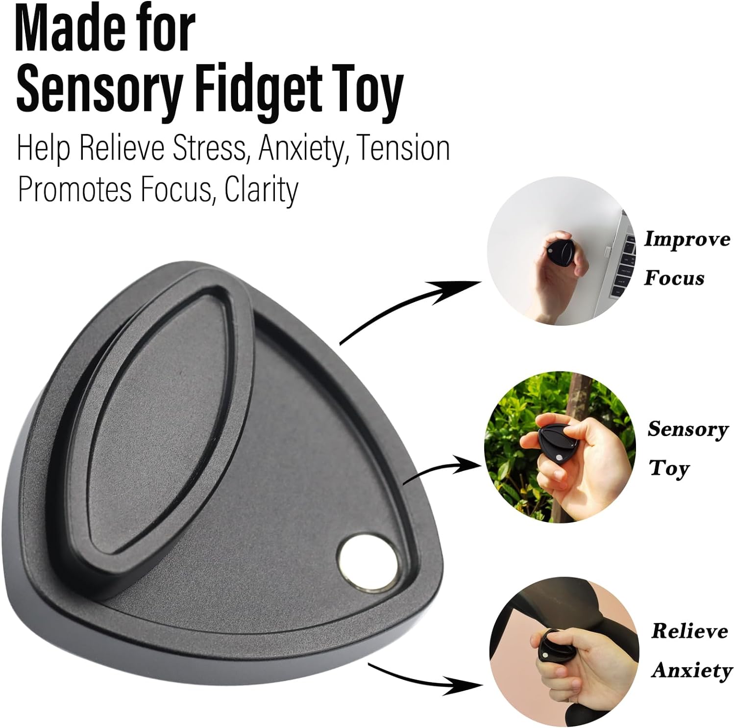 FREELOVE Metal Magnetic Fidget Toys Slider for Adults, Pivot Sliding Magnet Clicker, Compact Triangle Haptic Coin, Quiet Operate for Stress Relief Anxiety (Aluminum Black)
