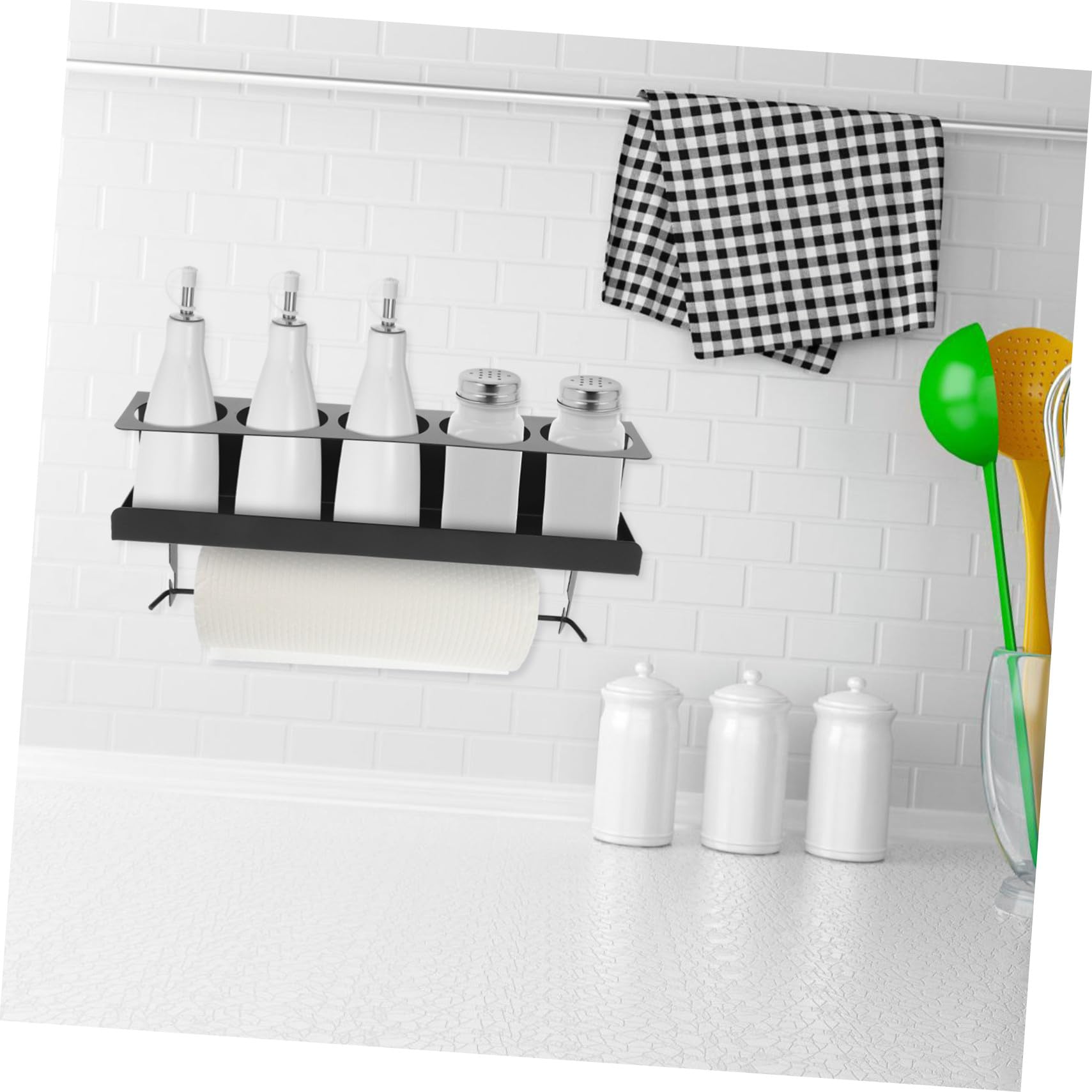 Supporto per bombolette spray da parete resistente, scaffale in metallo per garage e cucina, ideale per piastrelle in legno e pareti in cemento, bottiglie di vernice e asciugamani di carta