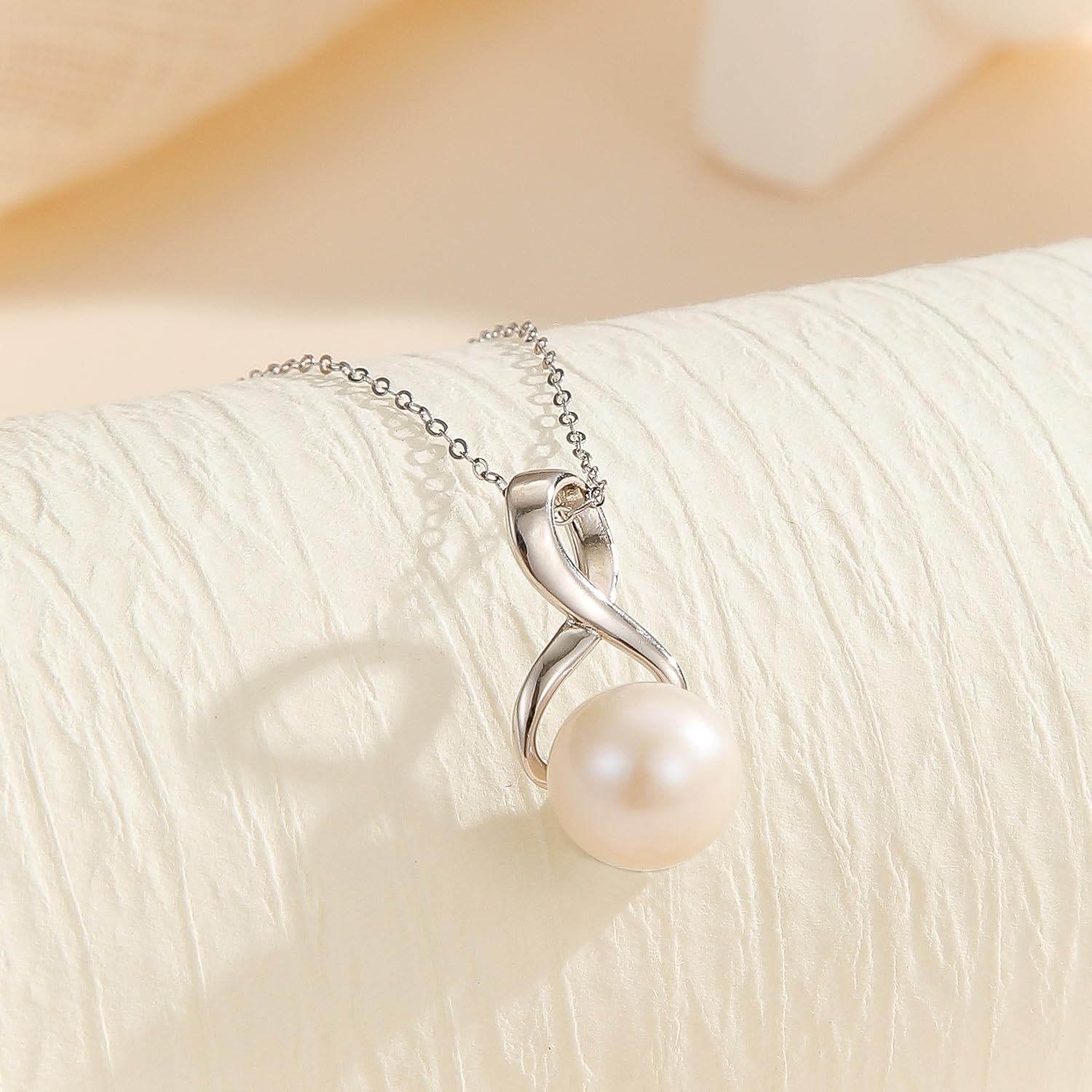 White Freshwater Pearl Pendant Necklace for Women - Cultured Pearl Necklace for Women With 925 Sterling Silver Chain - Image 2