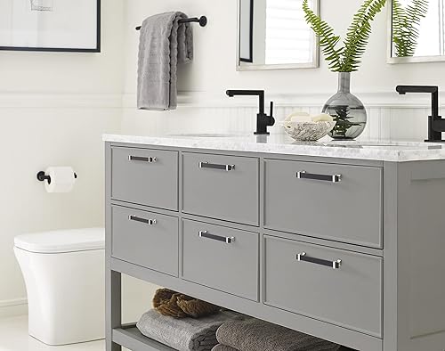 Miniatura 3 de Amerock  Mango de gabinete  Negro mate cepilladoníquel satinado  6-516 pulgadas (6.299 in) de centro a centro  Overton  paquete de 1 unidad