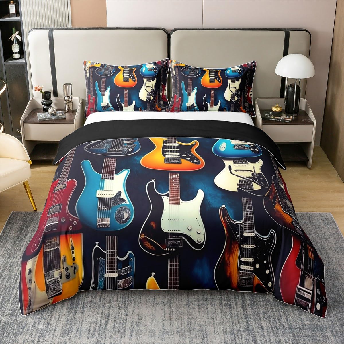 Housse de couette 135 x 200 cm - 100 % coton - Thème de musique moderne - Pour chambre à coucher de garçon - Inspiré du style hip pop - Avec 1 taie d'oreiller