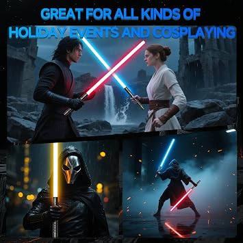 Lightsaber for Kids & Adults, USB-C Charging, 15 RGB Colors, 2-in-1 Dueling Lightsaber with 4 Modes, Metal Handle & Durable Sword, Laser Sword Set(2 Black)