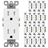CML 15 Amp Decorator Wall Receptacle Outlet, Child-Safe Tamper Resistant, Standard Electrical Outlets, 15A/125V, 2 Pole 3 Wire, UL Listed, 20 Pack, White