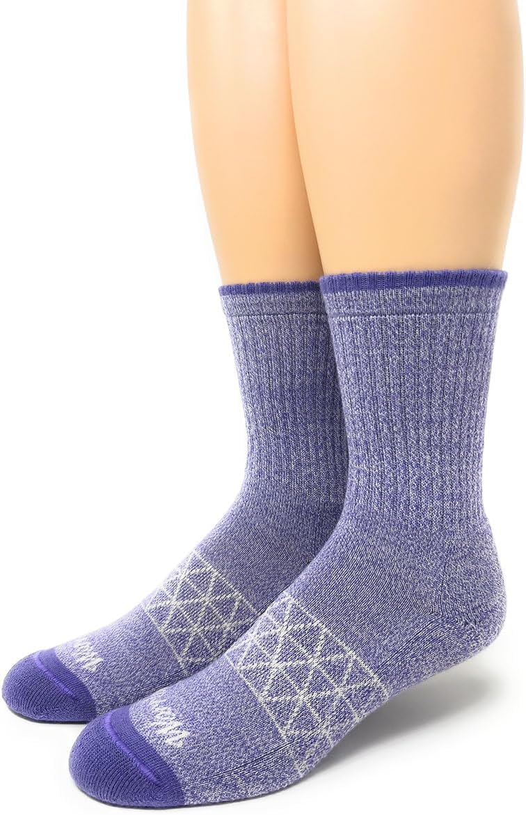 WARRIOR ALPACA SOCKS - Everyday Warrior Collection - All-Purpose Alpaca Socks with Comfort Terry Footbed - Daily Wear for Every Season (Lilac/White - Mid Crew - Medium)