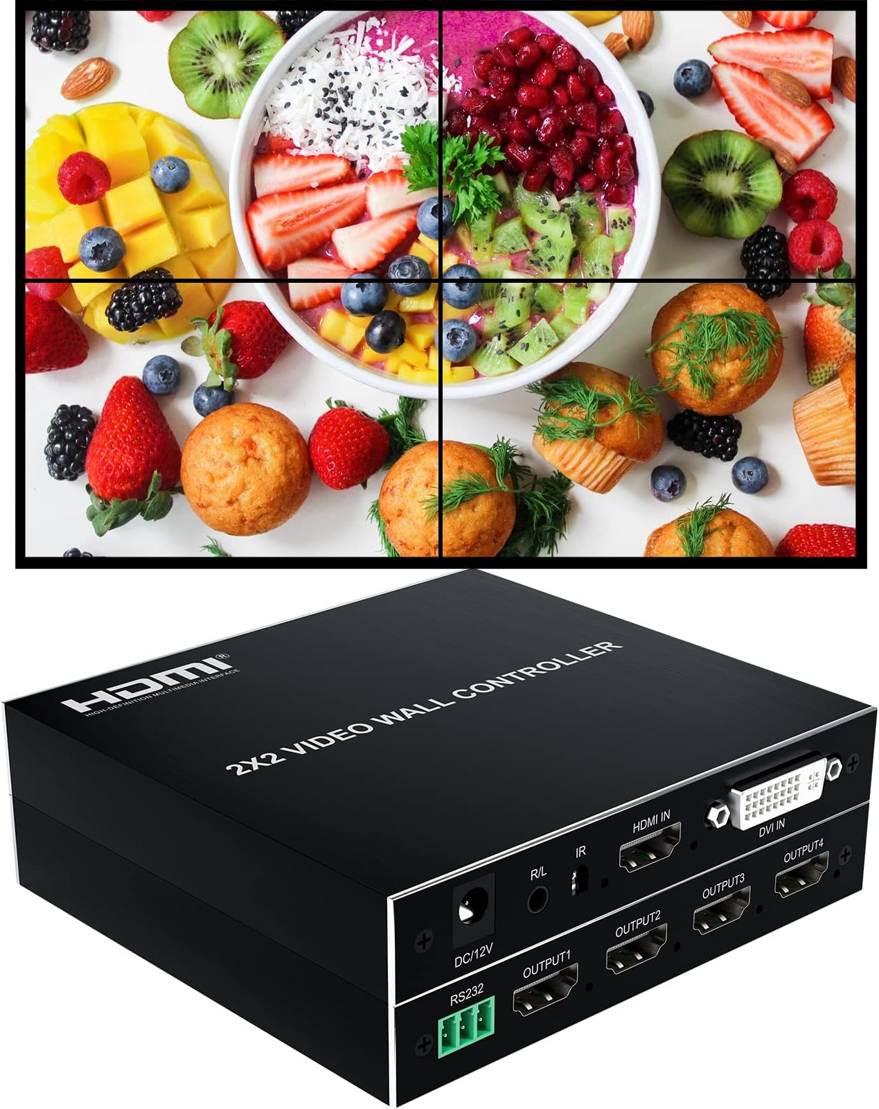 DEFACE Video Wall Controller 2x2 1080P@60Hz 1 HDMI Input and 4 HDMI