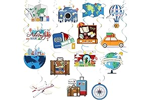 36 Travel Theme Hanging Swirl Decorations Let's Jet Set Bon Voyage Around the World Decor