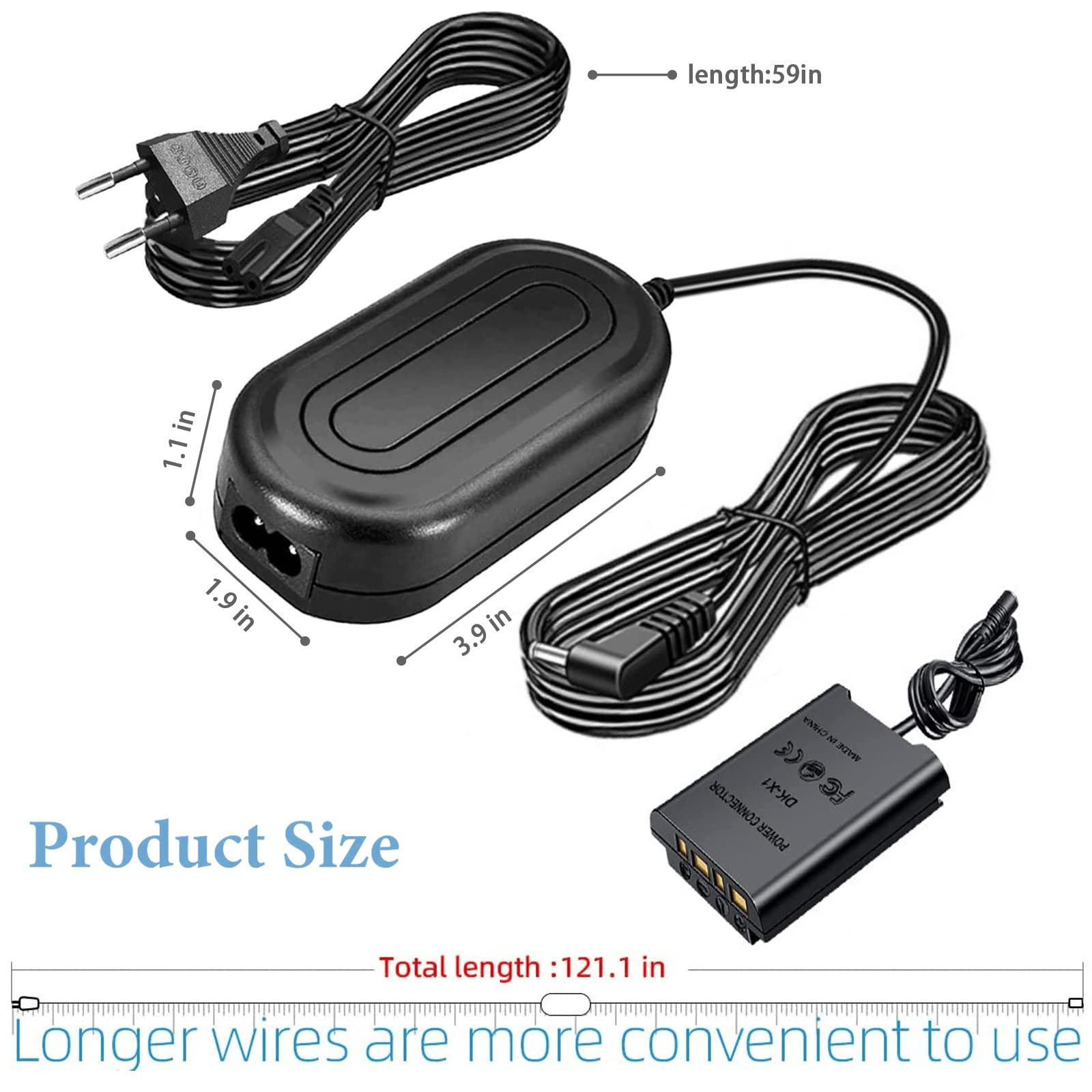 DK-X1 DC-Koppler AC-LS5 Netzteil (NP-BX1 Dummy-Batteriewechsel) Kit für Sony Cybershot ZV-1, DSC-RX1, RX1R, RX100 II III IV V VI VII, M2 M3 M4 M5 M6/B M7, HX50 HX90 HX300 WX300 WX350 WX500