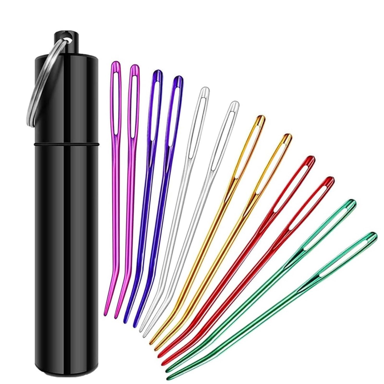 Knitting Needles 12PCS Knitting Yarn Darning Tapestry Sewing Needle Large Eye Weaving Embroidery Needles with Aluminum Storage Tube