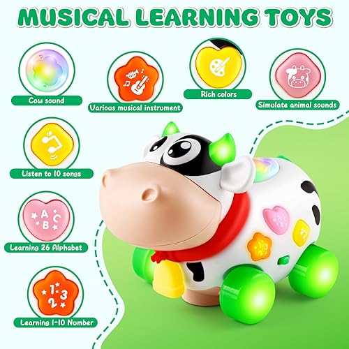 Miniatura 2 de Juguetes musicales para bebés de 6 a 12 a 18 meses, 7 en 1 multifuncionales para gatear y jalar, regalos de cumpleaños de Navidad para niños y niñas