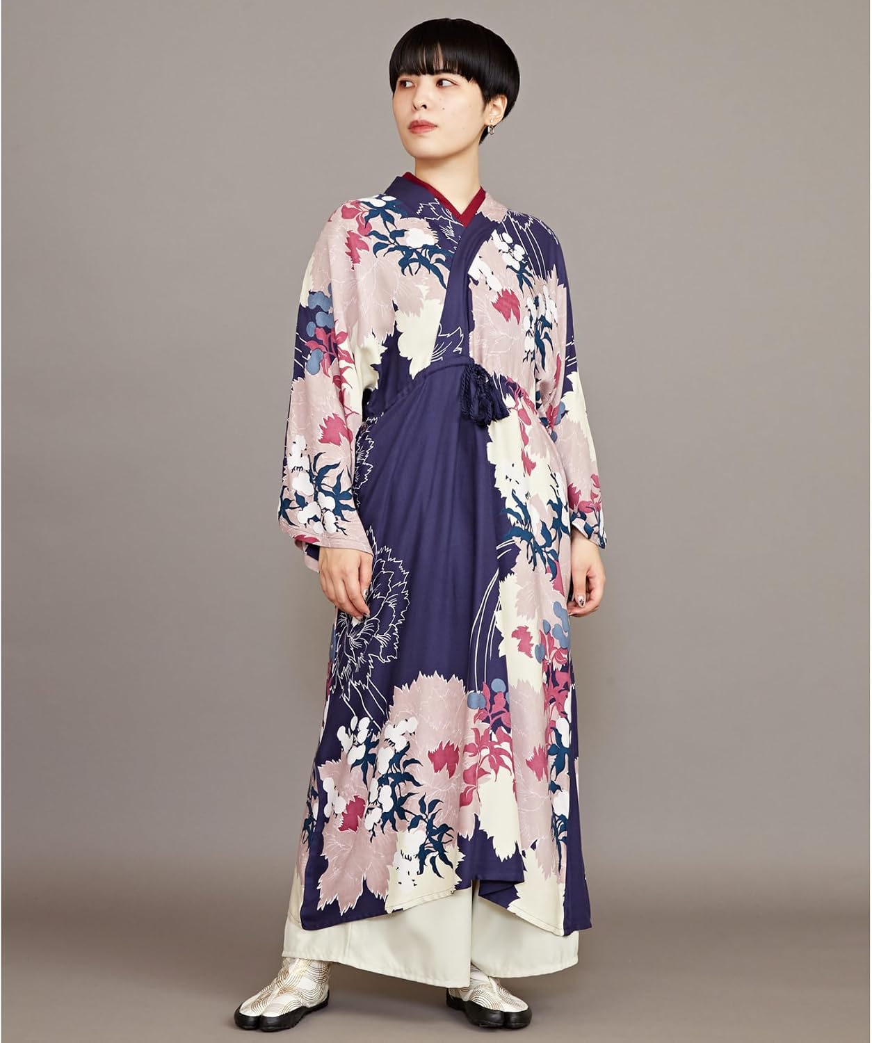 [倭物や Kaya] One-Piece - Japanese Long Dress KINSHU - Autum with Beautiful Leaves/Japanese Classical Dress Retro 7IA-2308 Purple