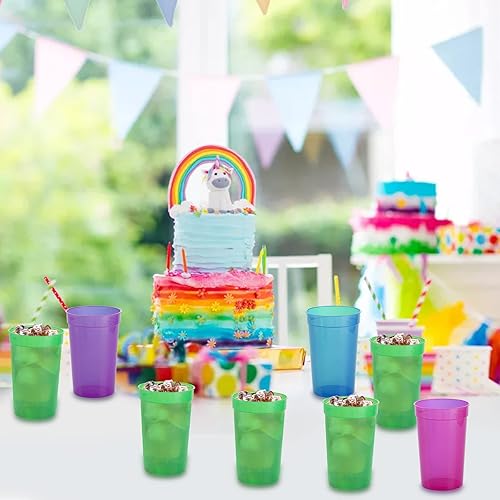 Vista 17 de Fasmov Paquete de 30 vasos de plástico de 16 onzas, vasos de plástico en blanco, reutilizables, para fiestas, eventos, marketing, bodas, color morado