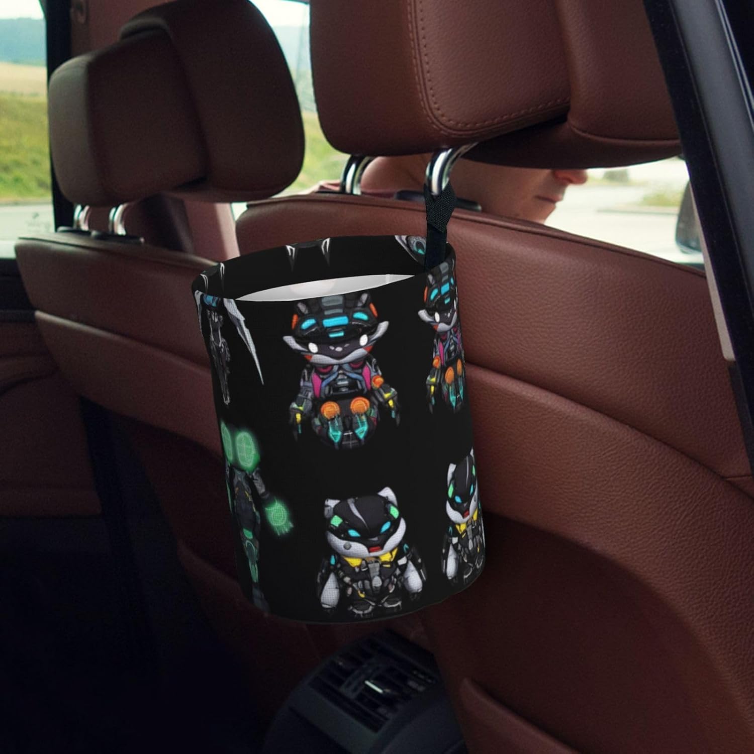 Neon Cyber Portable car Trash can, Practical car Storage Bucket, Practical, Convenient and Foldable, a Must-Have for Cars. image 5