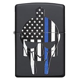Zippo Gladiator Blue Line Black Matte Pocket Lighter