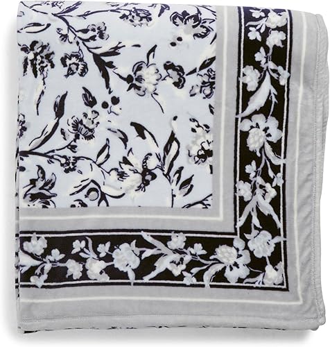 Vista 157 de Vera Bradley - Manta de felpa, gris, King Azulejo Plaza,Java azul marino y blanco,Floral Sea Air,Macarrón Anémonas,Bachelor Buttons Azul