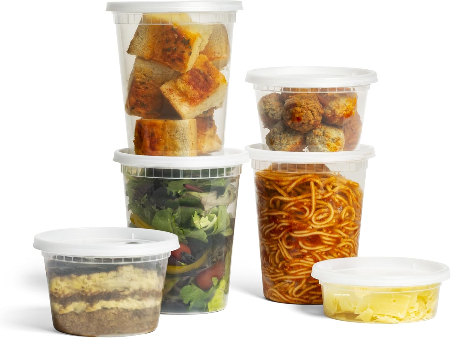 Perfect Settings Plastic Deli Containers with Lids [44 Sets] Variety Pk 8oz, 16oz & 32oz | Leakproof, Freezer Safe Soup & Food Storage | Microwavable Food Containers with Lids - Image 5